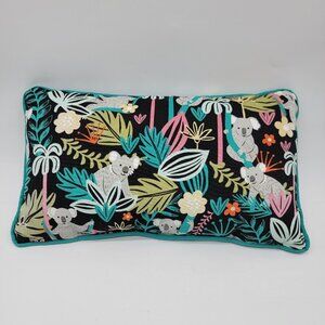 Koala Bear Throw Pillow Hampton‎ Bay Double Sided Jungle Colorful Teal Trim NEW